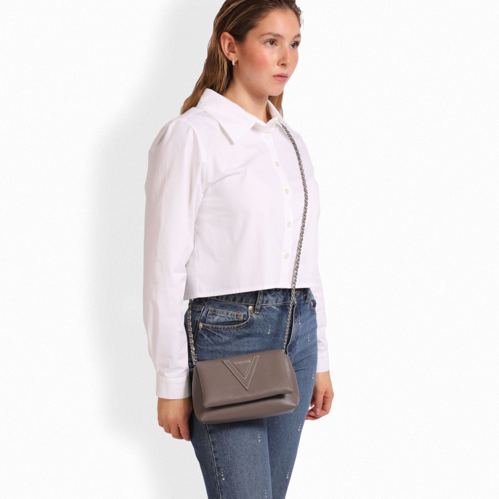 Crossbody bag made of calfskin taupe