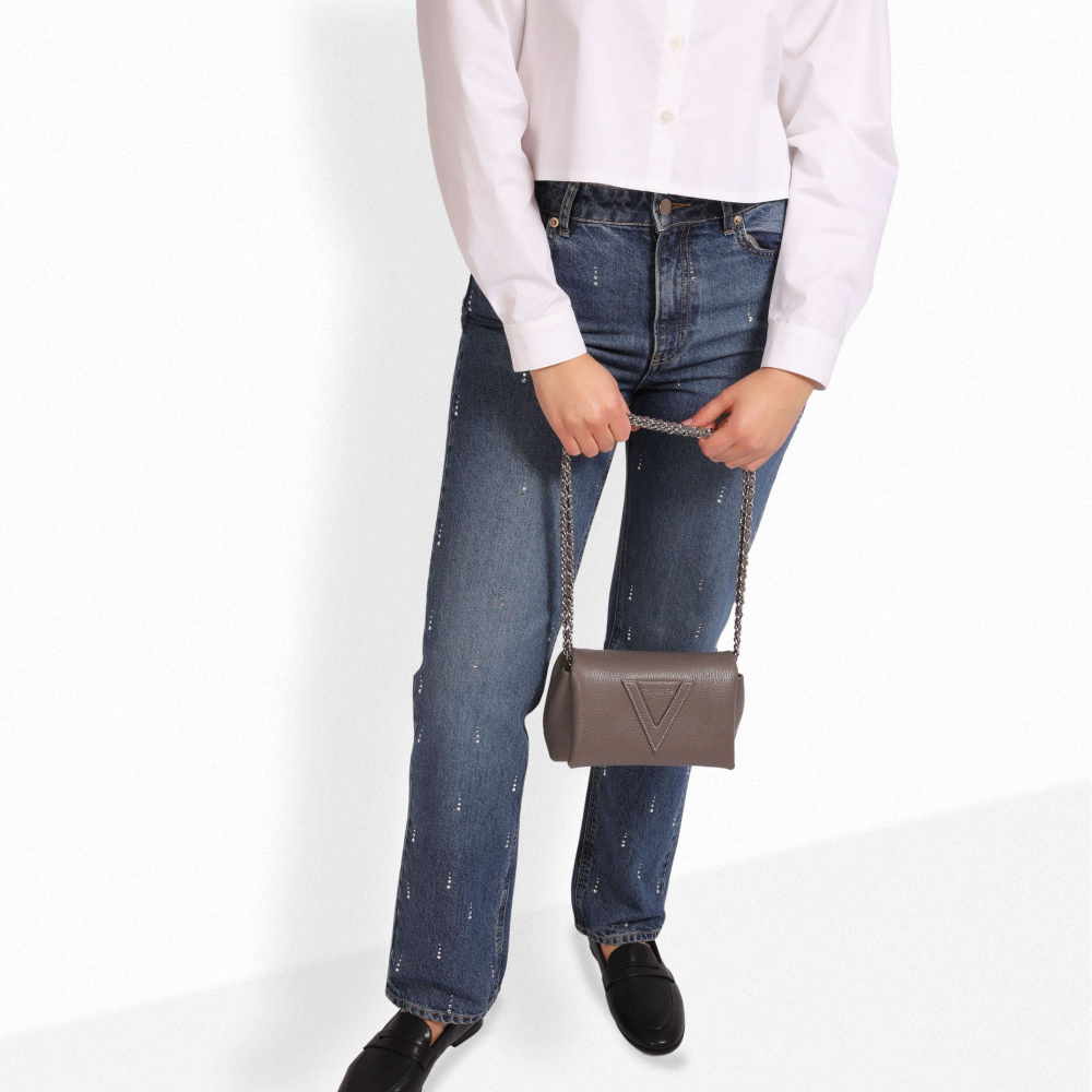 Crossbody bag made of calfskin taupe