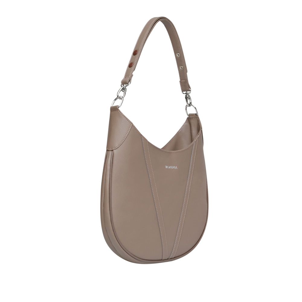 Hobo Bag Schultertasche aus Saffiano-Leder Taupe