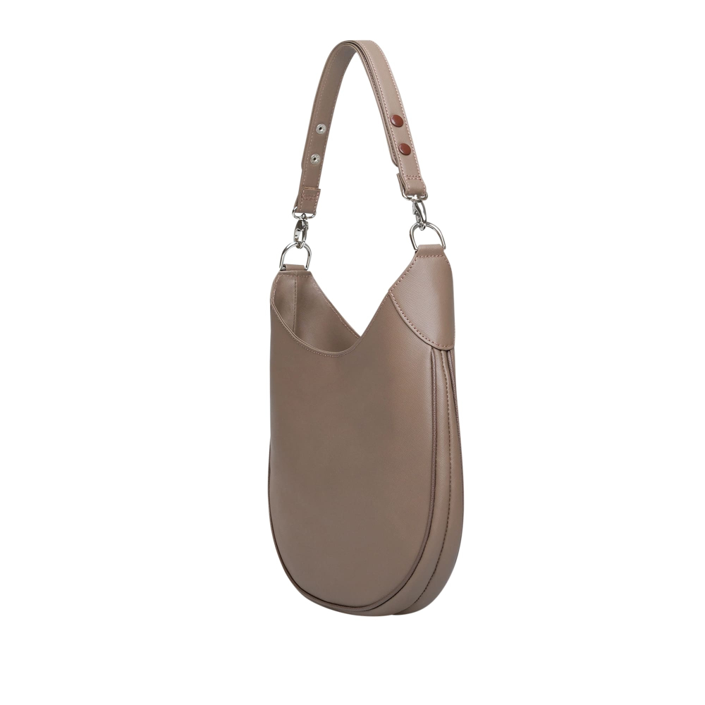 Preview: Hobo Bag Schultertasche aus Saffiano-Leder Taupe