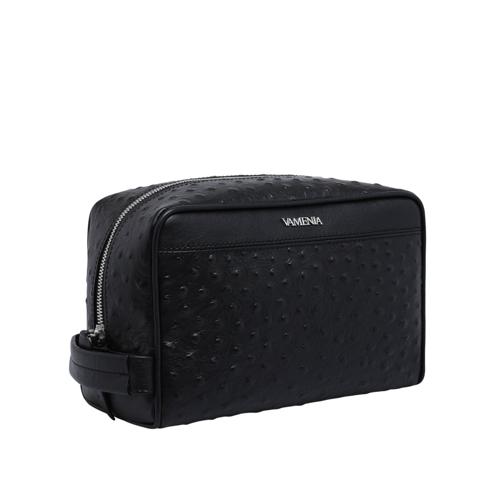 Preview: Toiletry bag made of ostrich-embossed calf leather