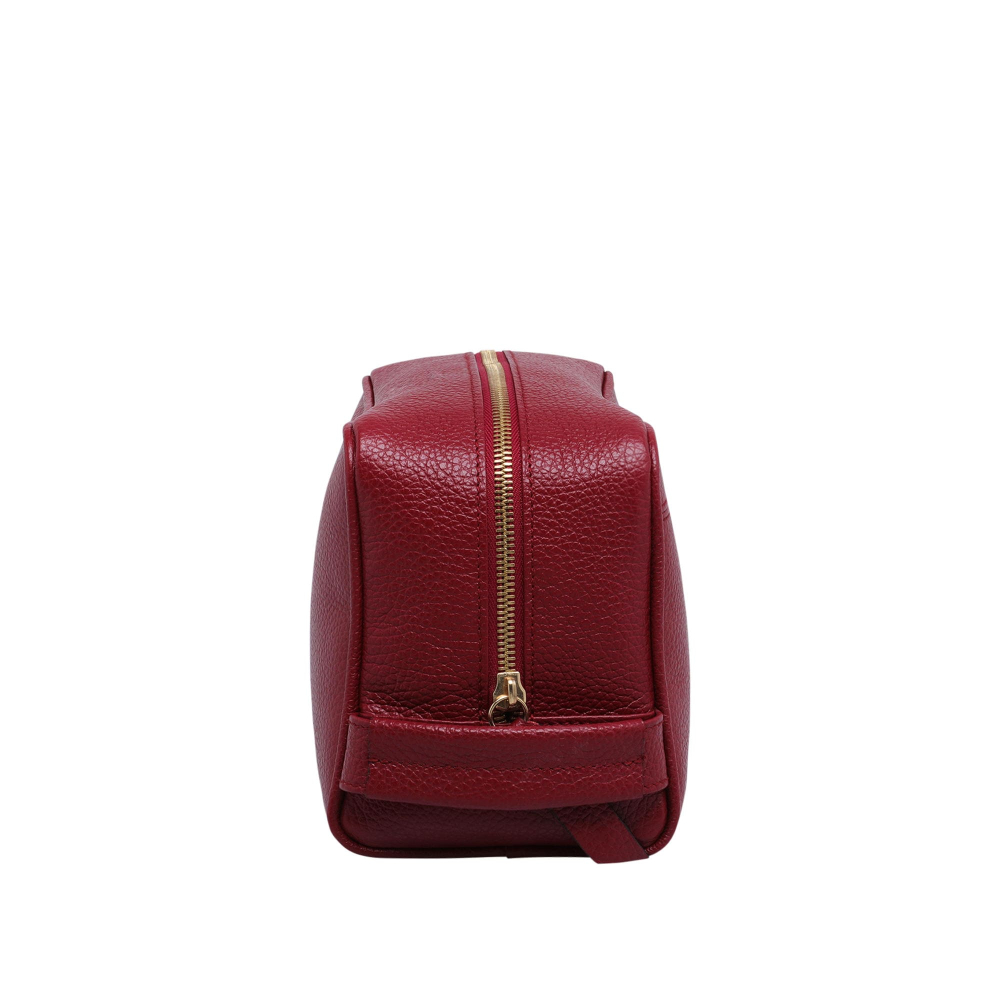 Preview: Toiletry bag made of calfskin wine red