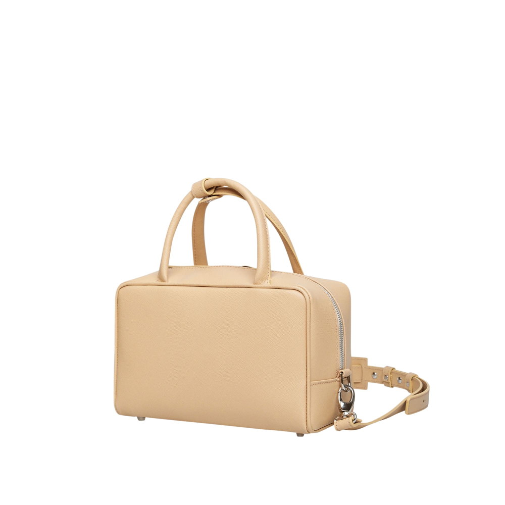 Preview: Crossbody Bag Henkeltasche aus Saffiano Leder Ecru
