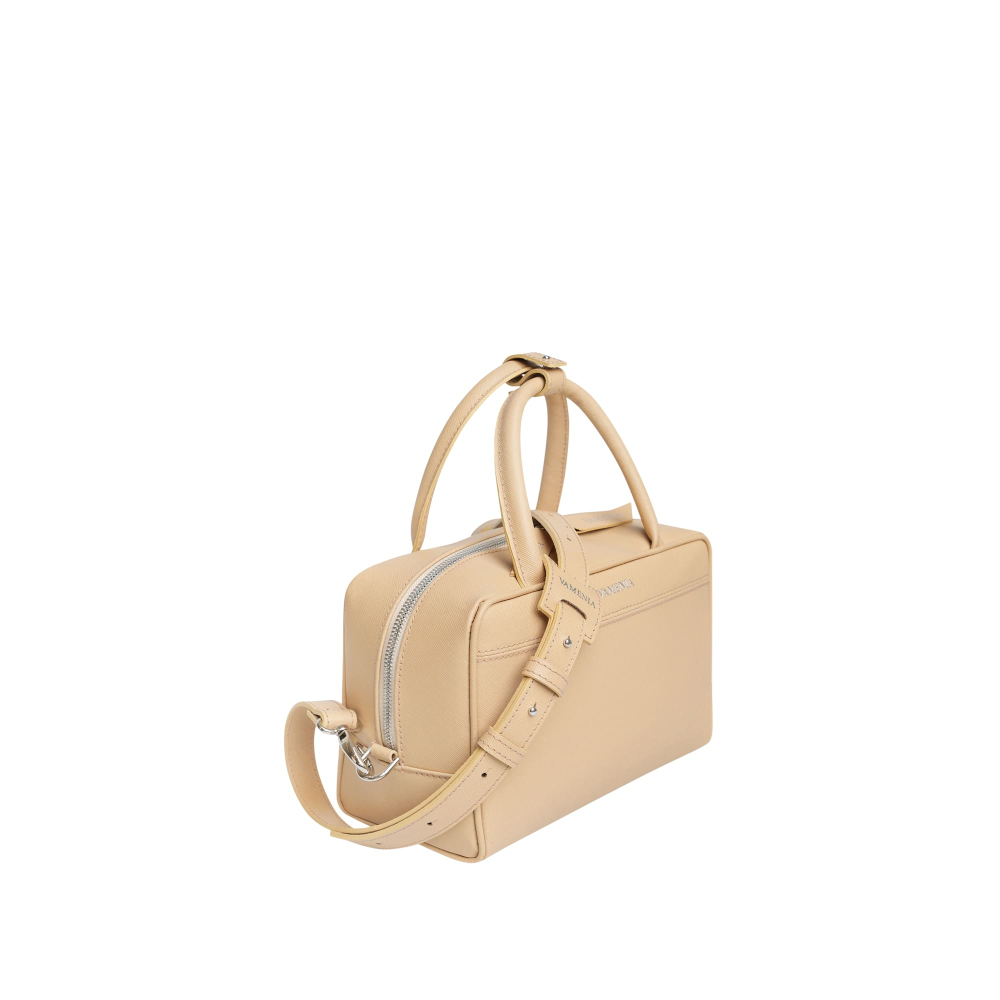 Preview: Crossbody Bag Henkeltasche aus Saffiano Leder Ecru