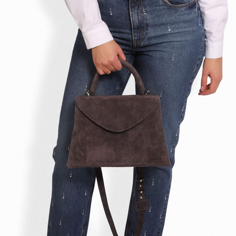 Henkeltasche mit Umhängegurt aus Wildleder