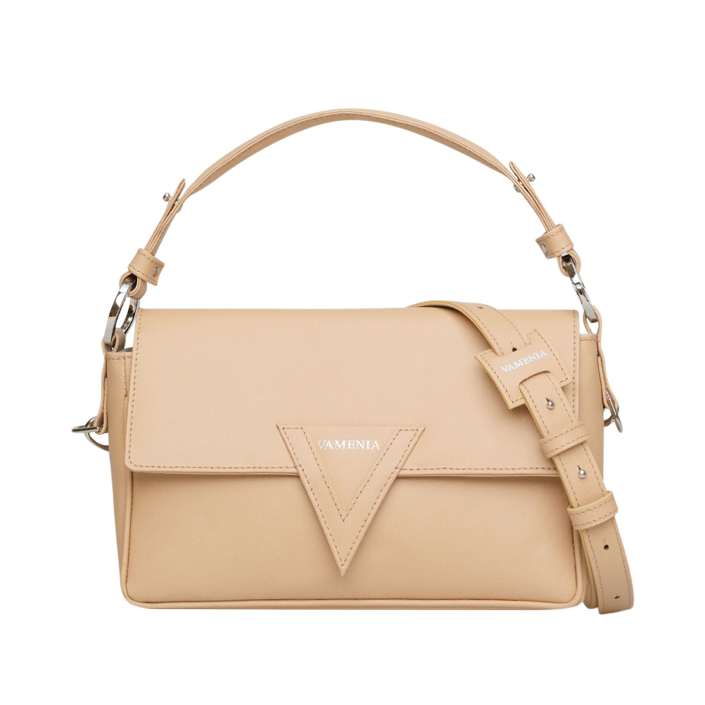 Preview: Schultertasche aus Saffiano Leder Ecru