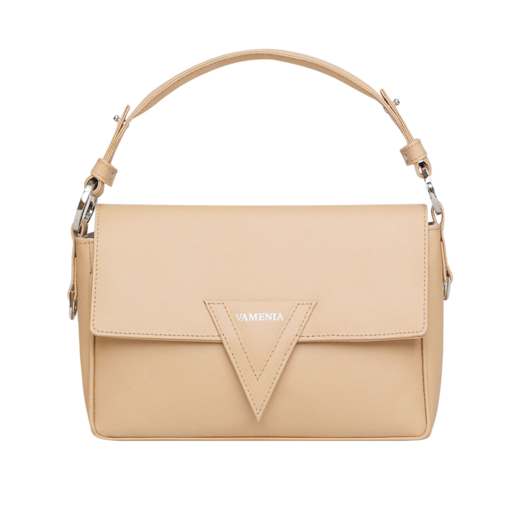 Schultertasche aus Saffiano Leder Ecru