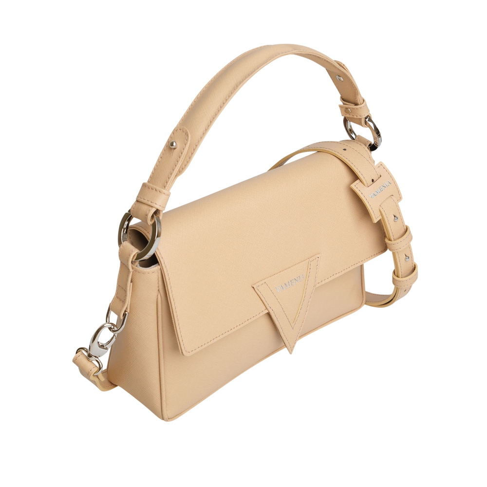 Preview: Schultertasche aus Saffiano Leder Ecru