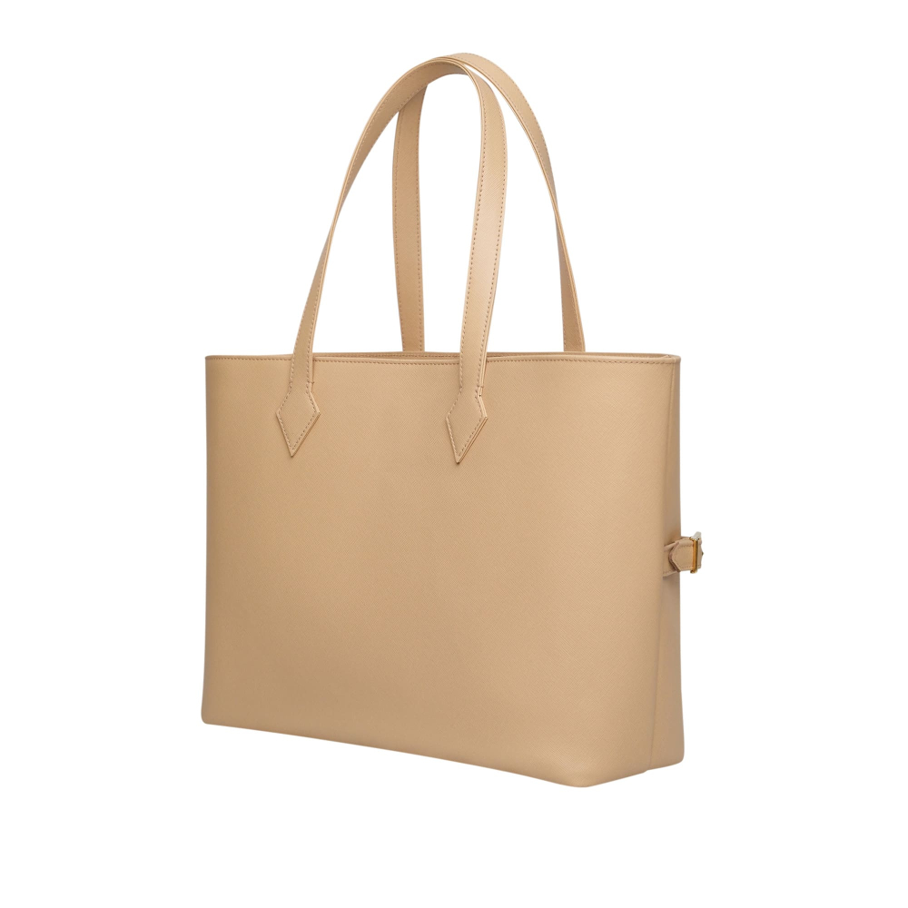 Preview: Shopper Tasche Saffiano Leder Ecru