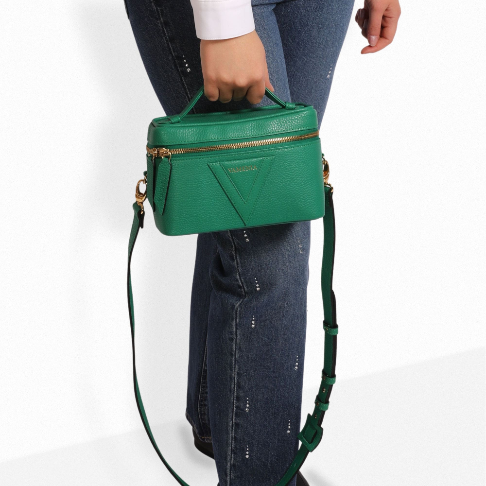 Shoulder Bag in green Calf Leather -OPIS-