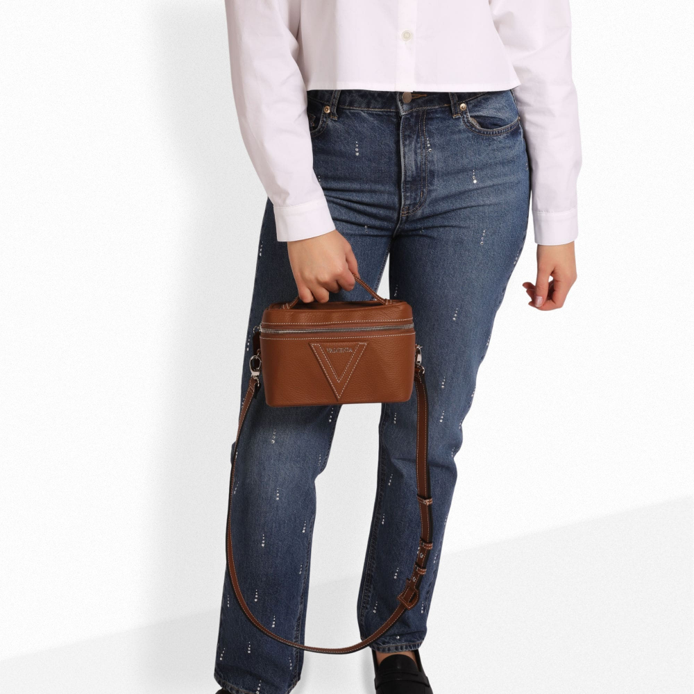 Shoulder Bag in brown Calf Leather -OPIS-