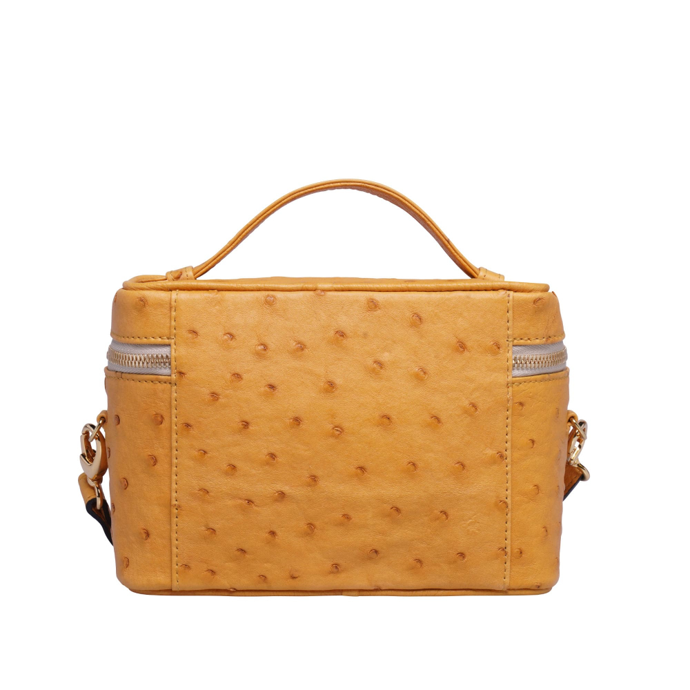 Preview: Shoulder bag made of mustard yellow ostrich leather