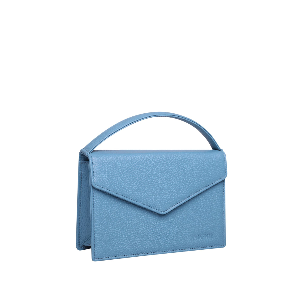 Preview: Small Handle Bag made of grained calfskin light blue