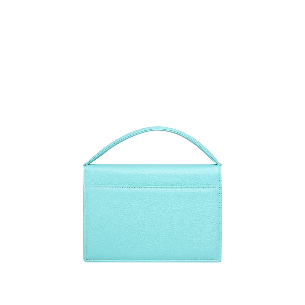 Preview: Small Handle Bag made of grained calfskin turquoise