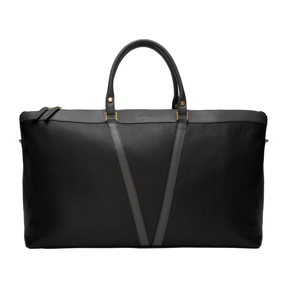 Travel bag made of calfskin black gray-VIRTUS-