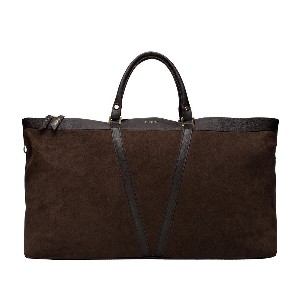 Travel Bag made of suede brown -VIRTUS-