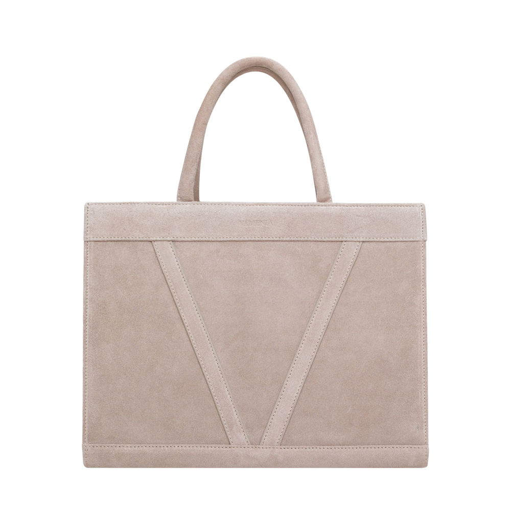 Handtasche aus hochwertigem Wildleder in Greige
