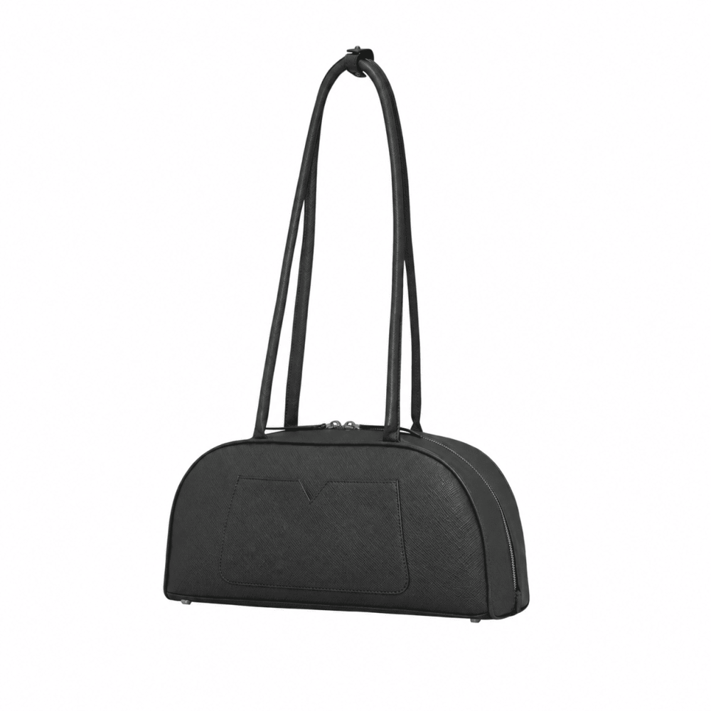 Preview: Schultertasche aus Saffiano Leder Schwarz