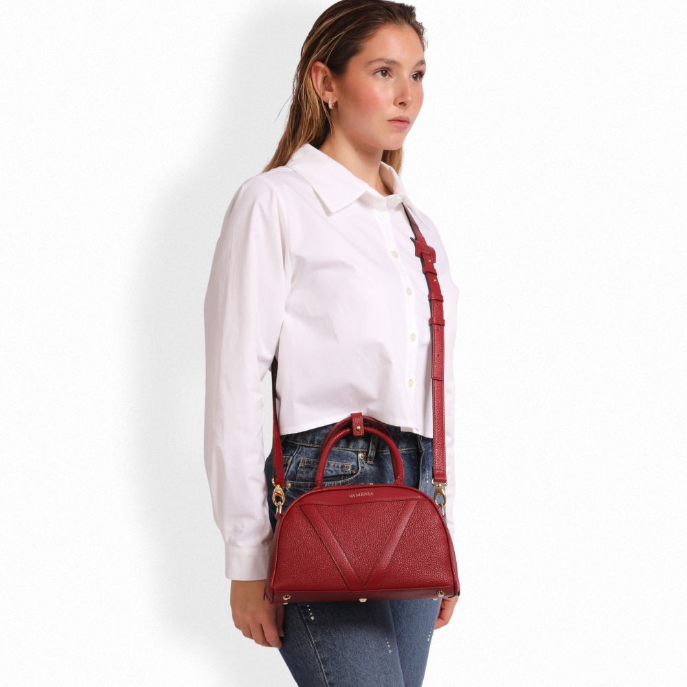 Henkeltasche als Crossbody Tasche aus Nappaleder Weinrot