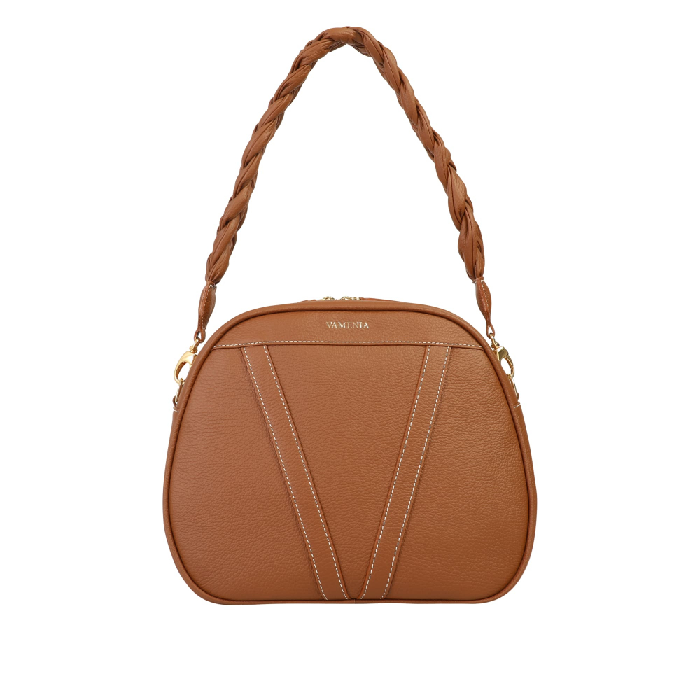 Mittelgroße Schultertasche aus Nappaleder braun