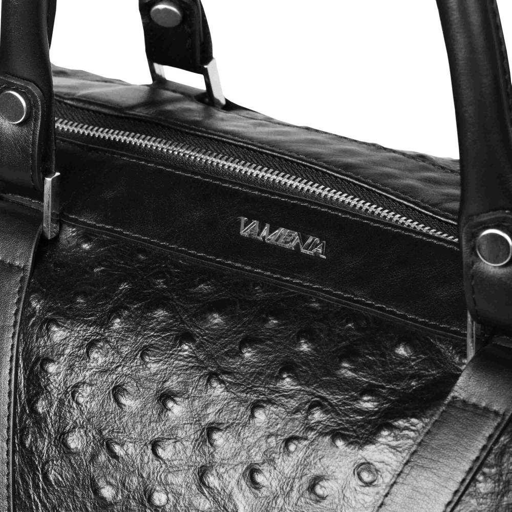 Reisetasche M aus schwarzem Leder -MERKUR-