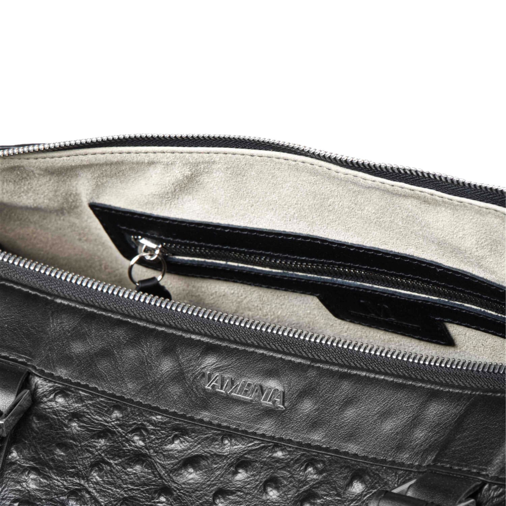 Preview: Reisetasche M aus schwarzem Leder -MERKUR-