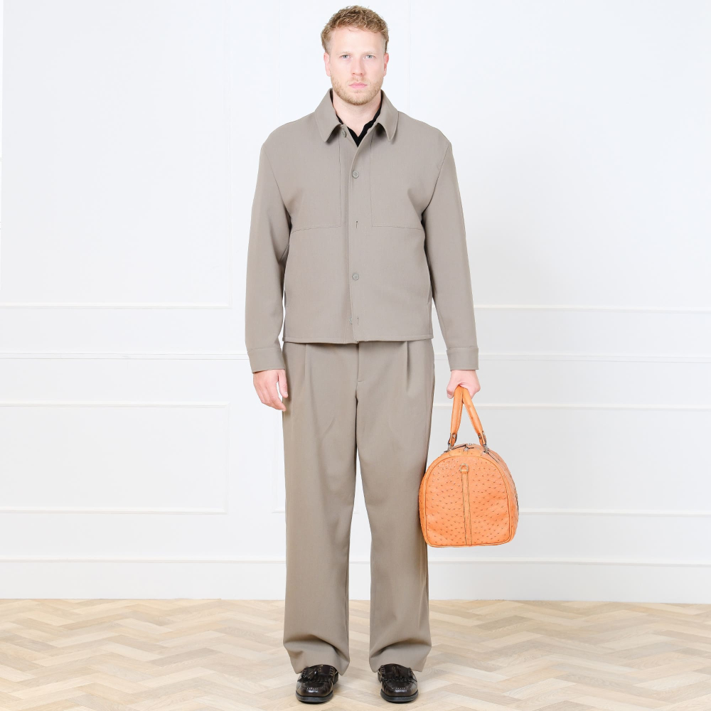 Small Travel Bag in Ostrich Leather Cognac