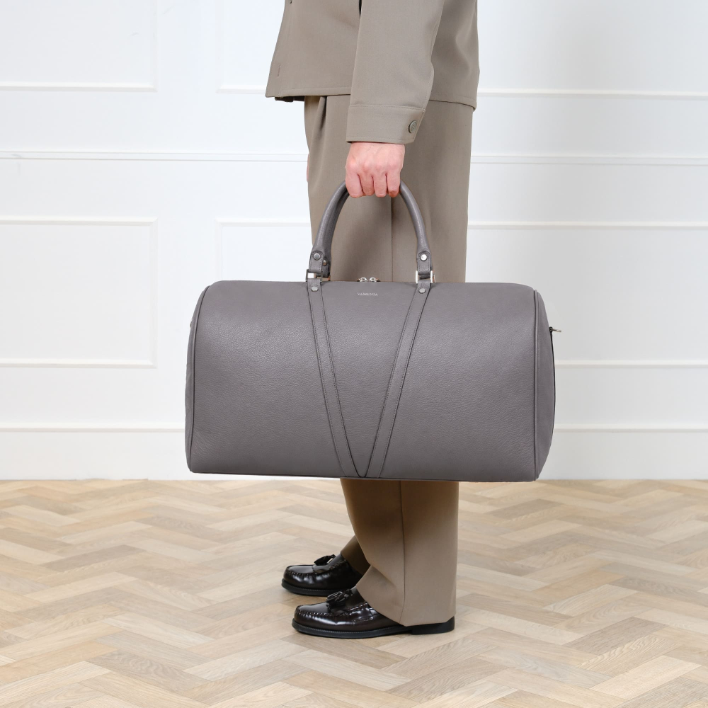 Reisetasche aus gernarbtem Kalbsleder Taupe