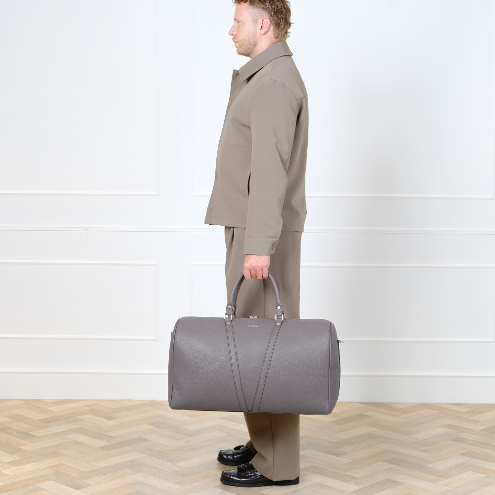Reisetasche aus gernarbtem Kalbsleder Taupe