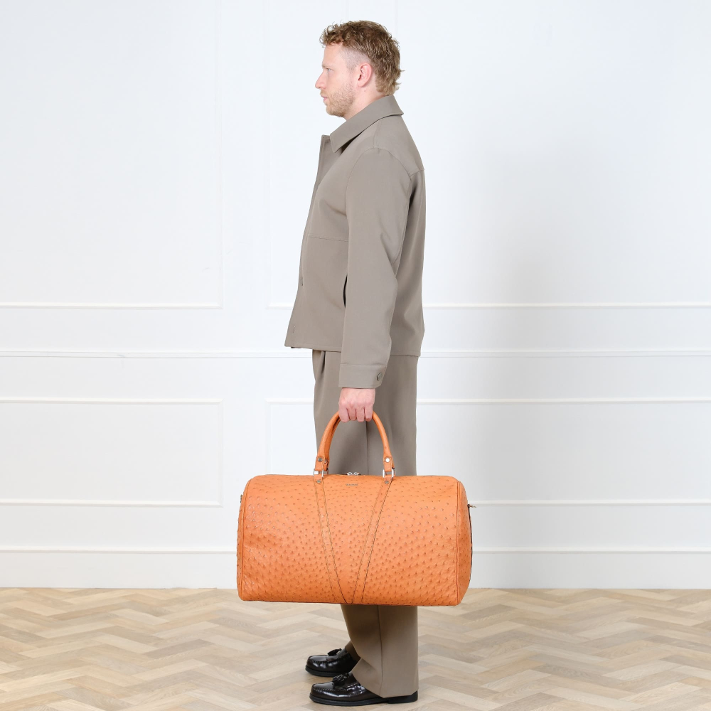 Reisetasche aus Straußenleder Cognac