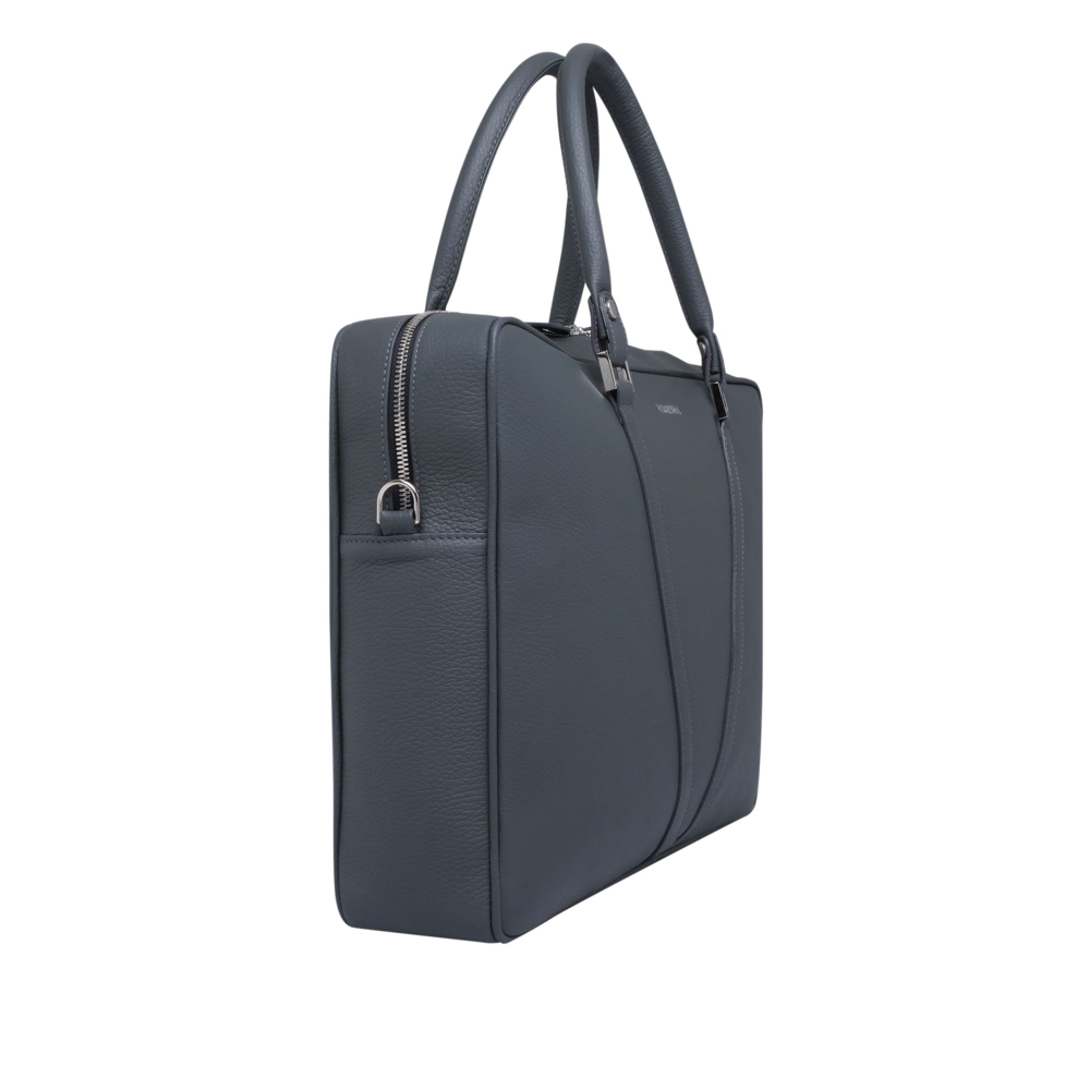 Preview: Briefcase made of smooth calfskin grey