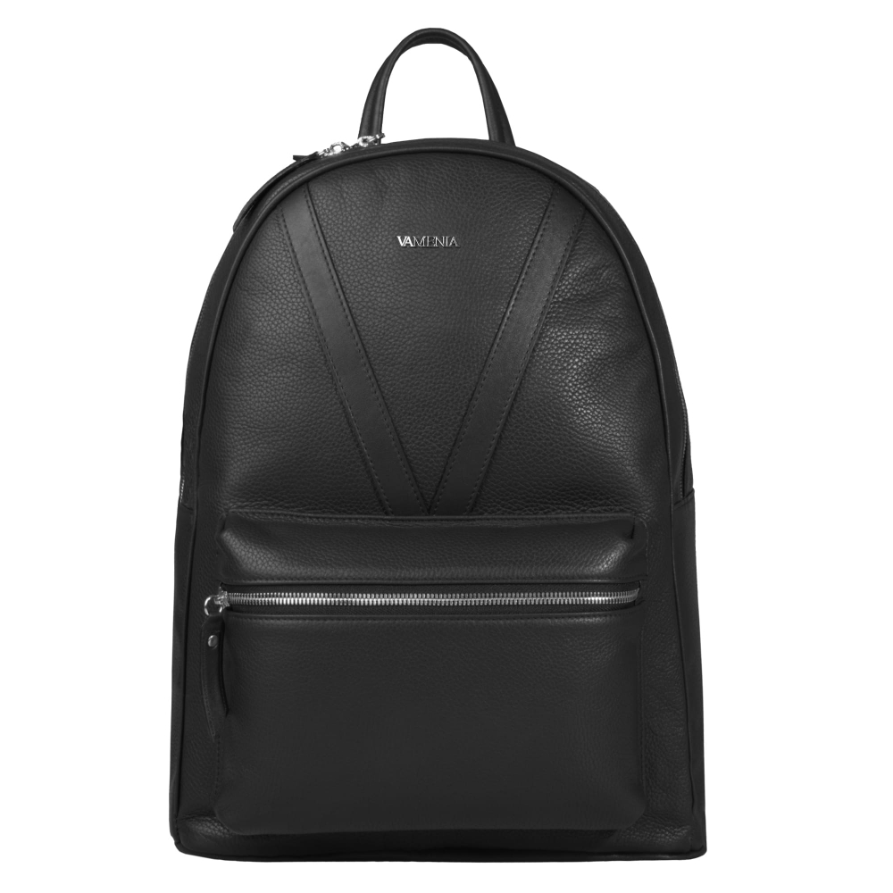 Lederrucksack aus schwarzem Kalbsleder -JUVENTAS-