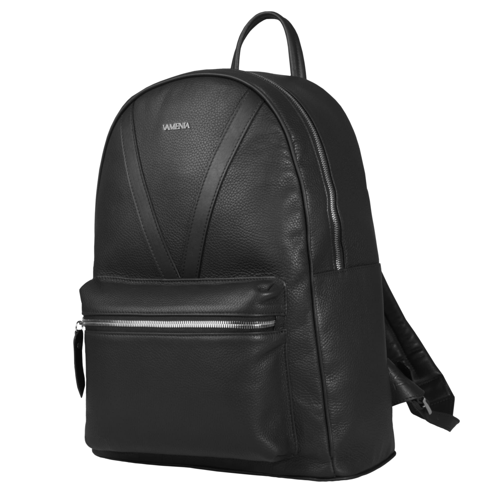 Lederrucksack aus schwarzem Kalbsleder -JUVENTAS-