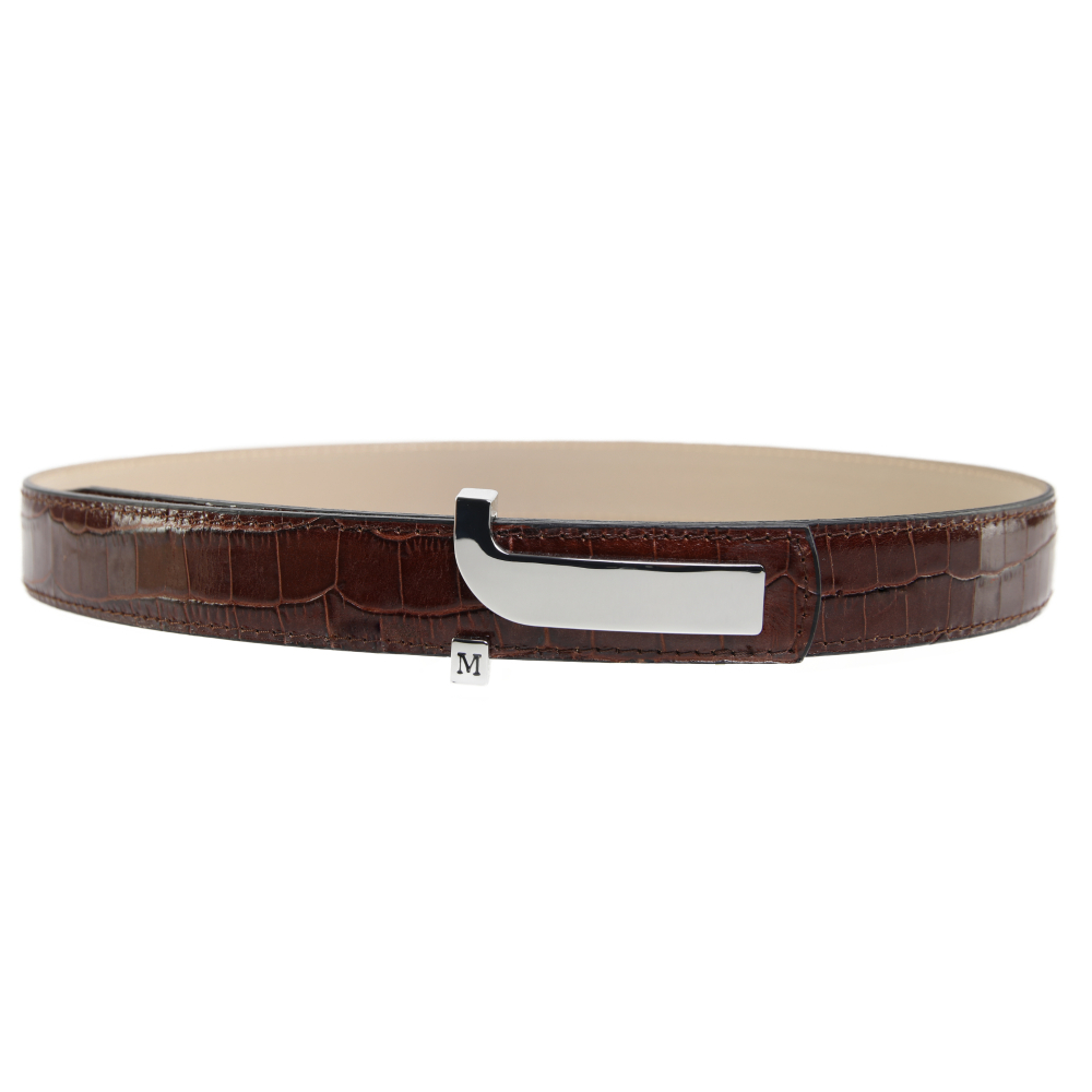 Calfskin belt with exclusiv embossing cognacm -JUNO-
