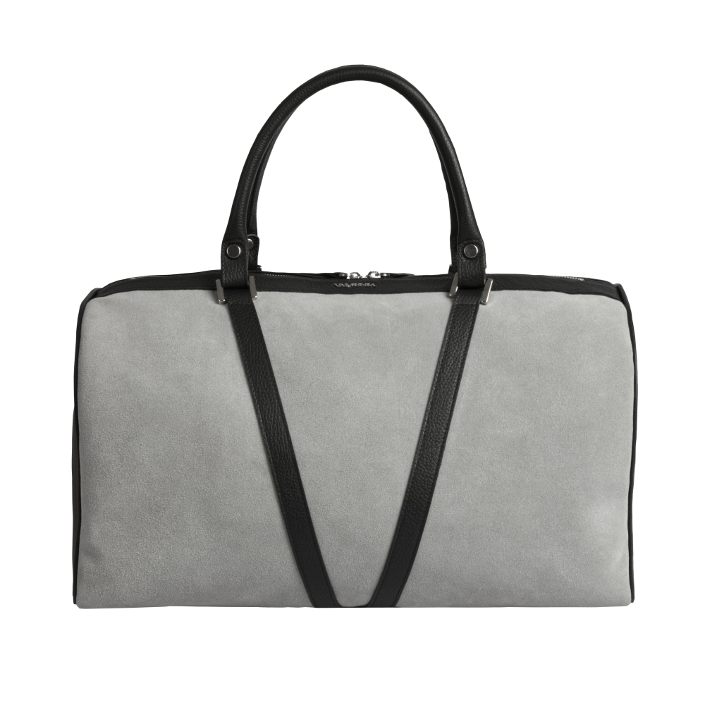 Travel bag M gray velour leather -MERKUR- Limited 1/555 -