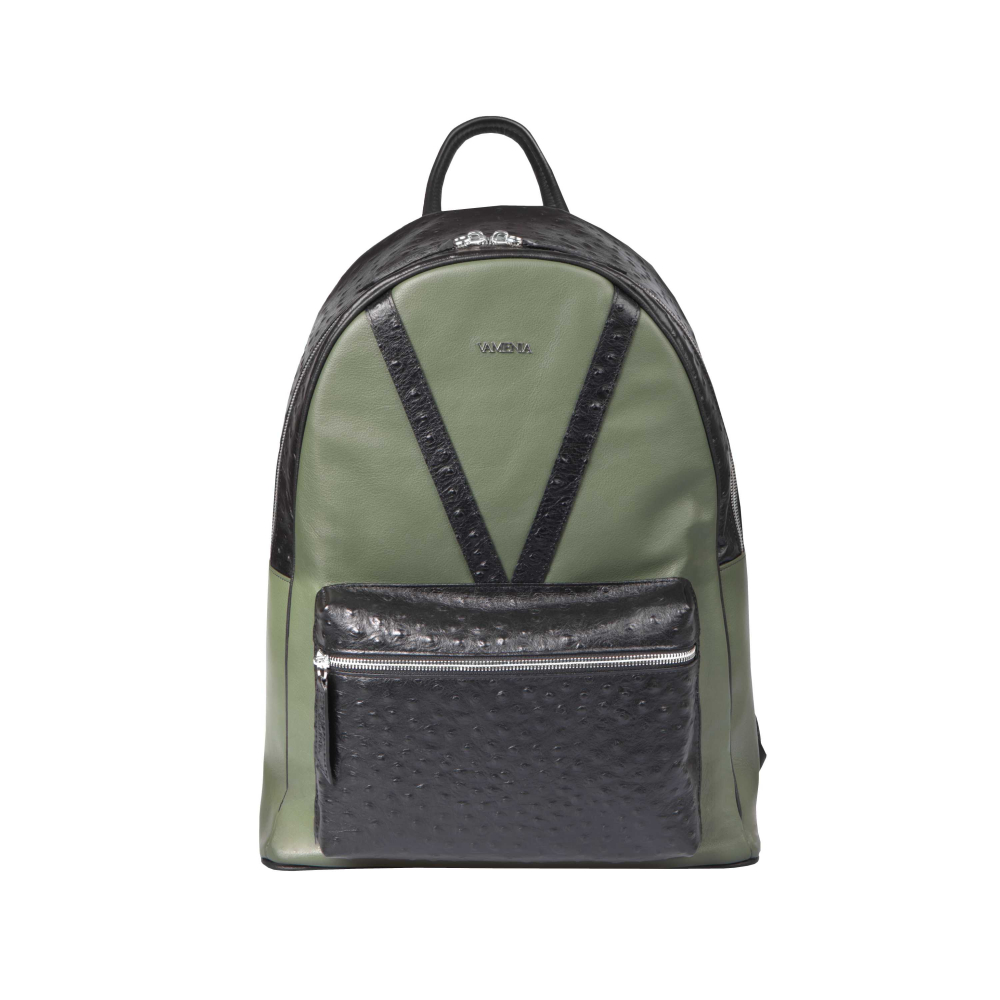 Rucksack mit dunkelgrünem und geprägtem Leder -JUVENTAS- Limitierte Edition 1/555​