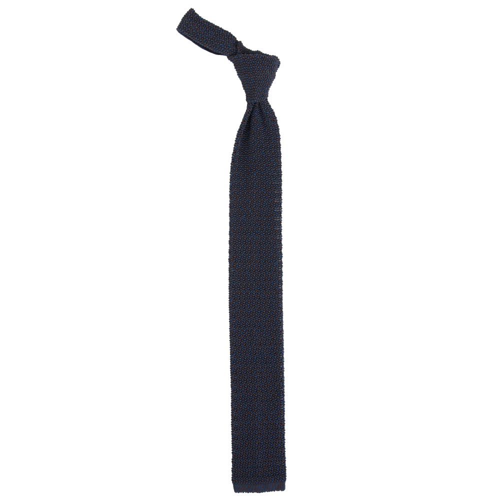 Seidenstrickkrawatte aus blau/braunem Seidentrikot