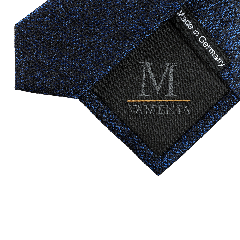 Seidenkrawatte in diamantblau mit schwarzem Seidenmix