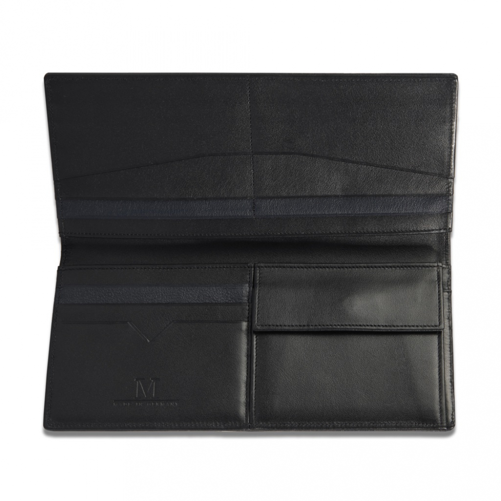 Brieftasche mit Münzfach aus Kalbsleder dunkelblau