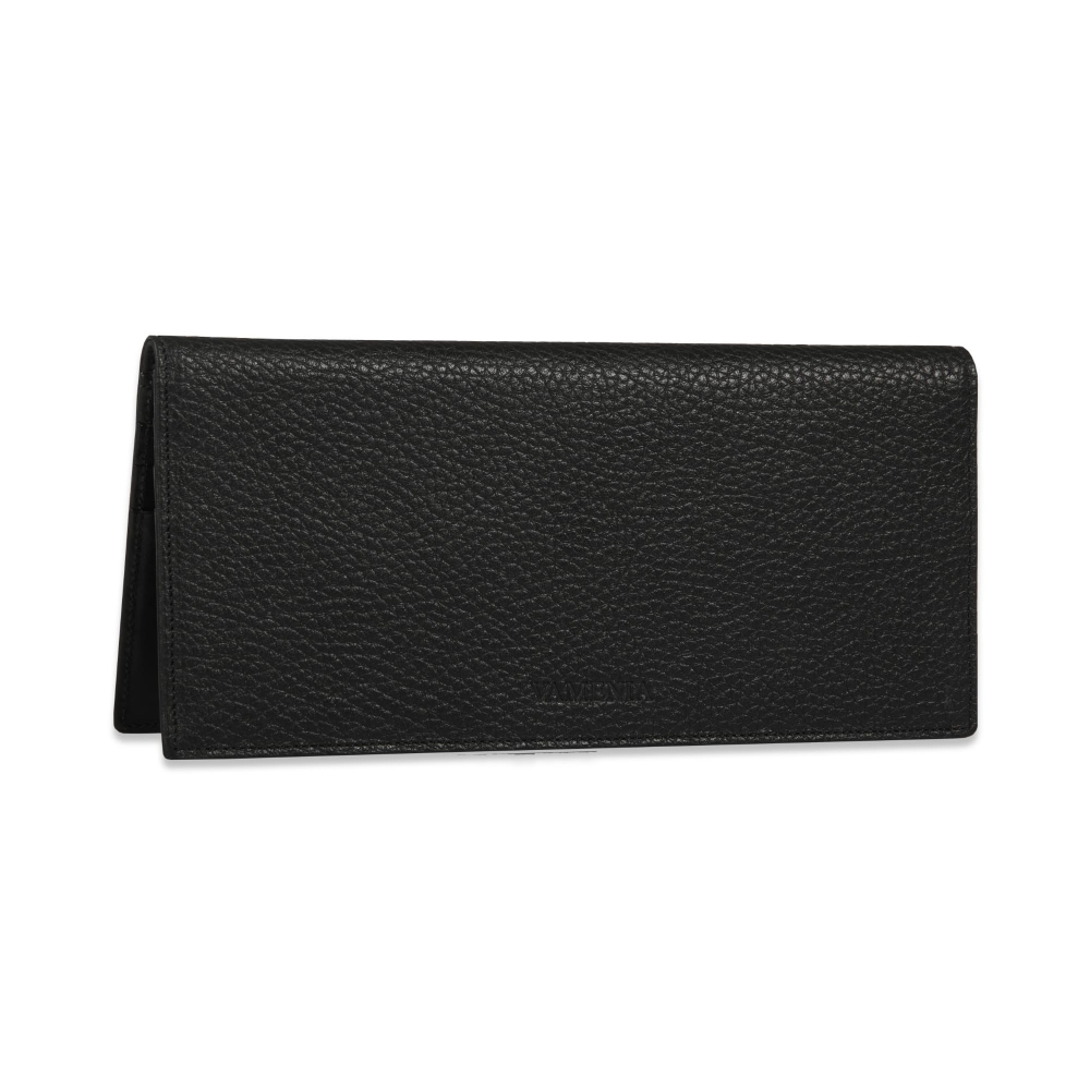 Brieftasche mit Münzfach aus schwarz genarbtem Kalbsleder 9cc -HADES-