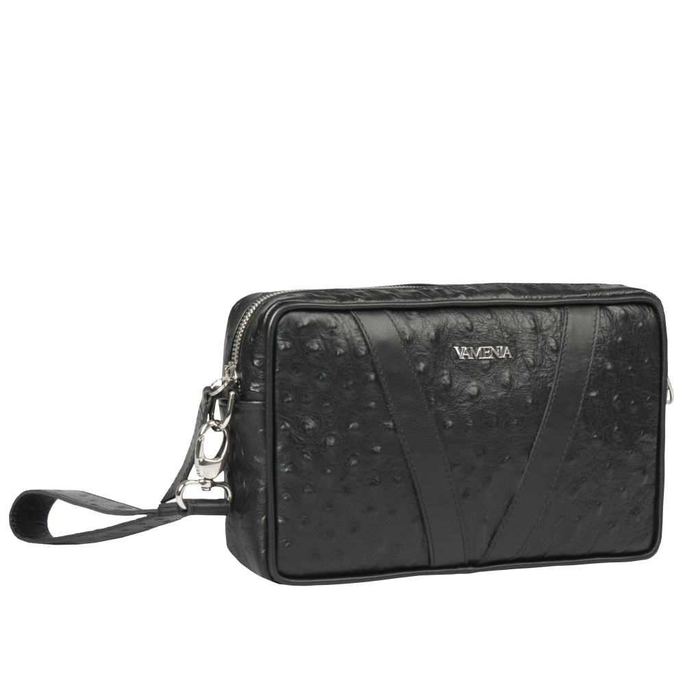 Shoulder bag and Crossbody bag made of black leather -MONETA II-