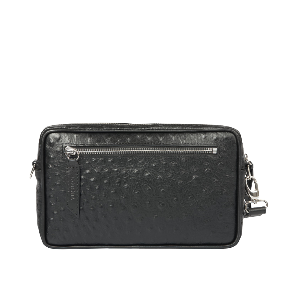 Shoulder bag and Crossbody bag made of black leather -MONETA II-