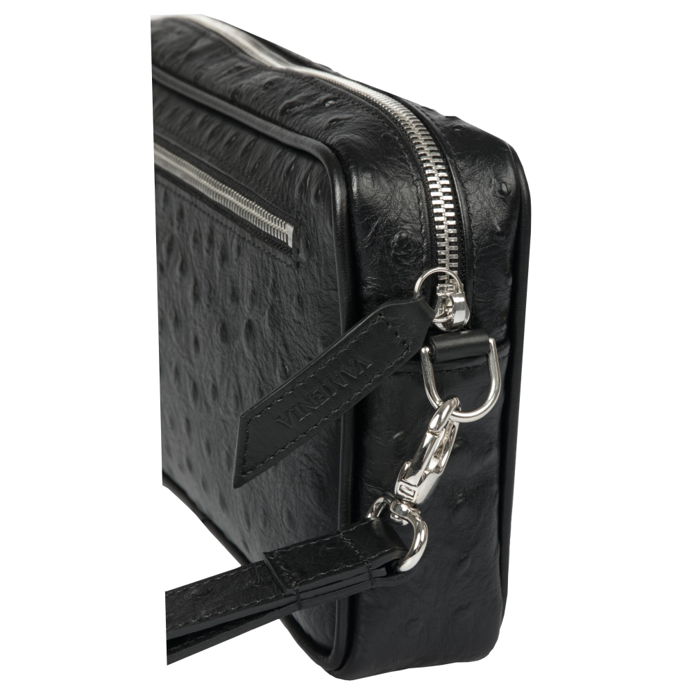 Shoulder bag and Crossbody bag made of black leather -MONETA II-