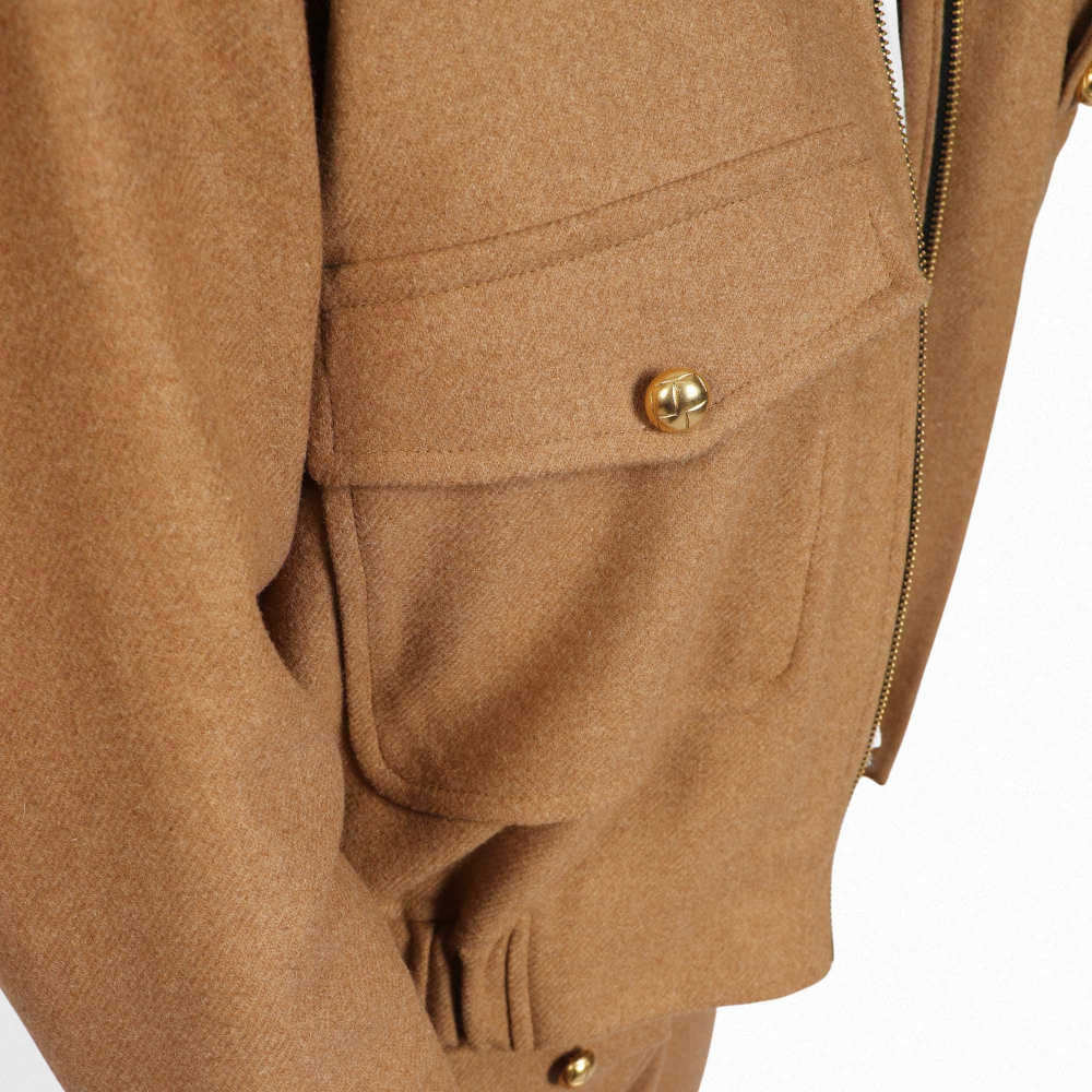 Bomberjacke aus Schurwolle in Camel/Hellbraun