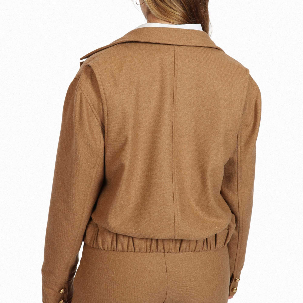 Bomberjacke aus Schurwolle in Camel/Hellbraun