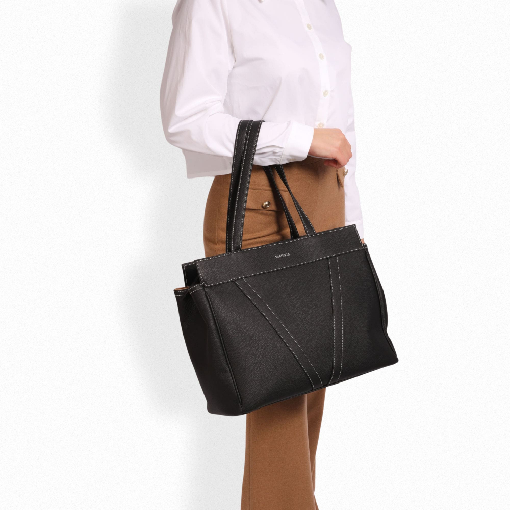 Shopper Tasche mit Reißverschluss aus Kalbsleder