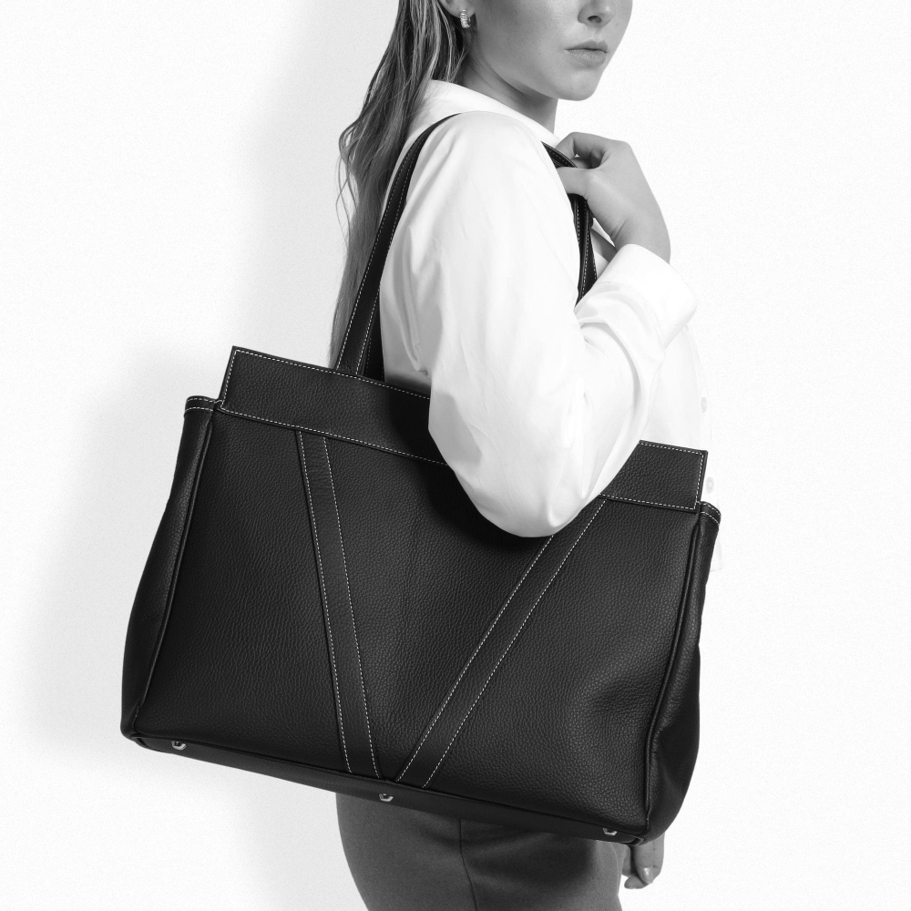 Shopper Tasche mit Reißverschluss aus Kalbsleder