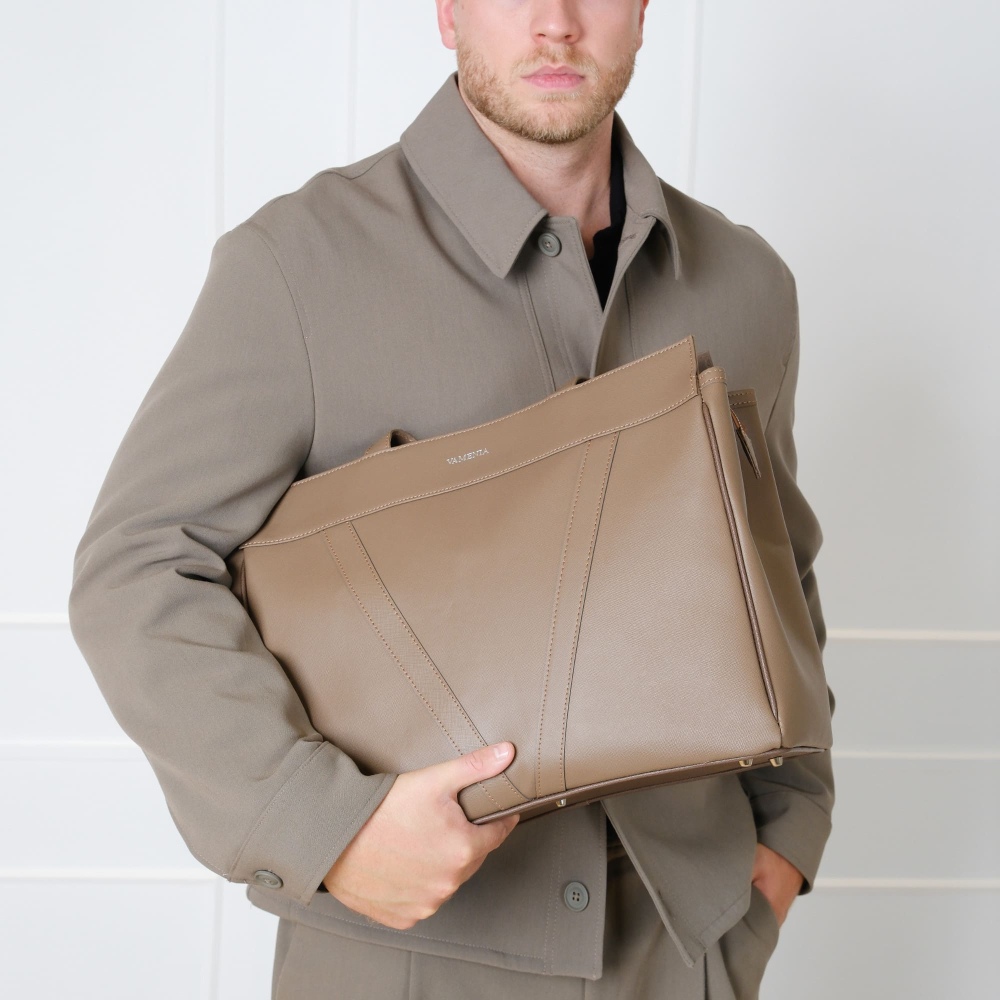 Shopper Tasche mit Reißverschluss aus Kalbsleder