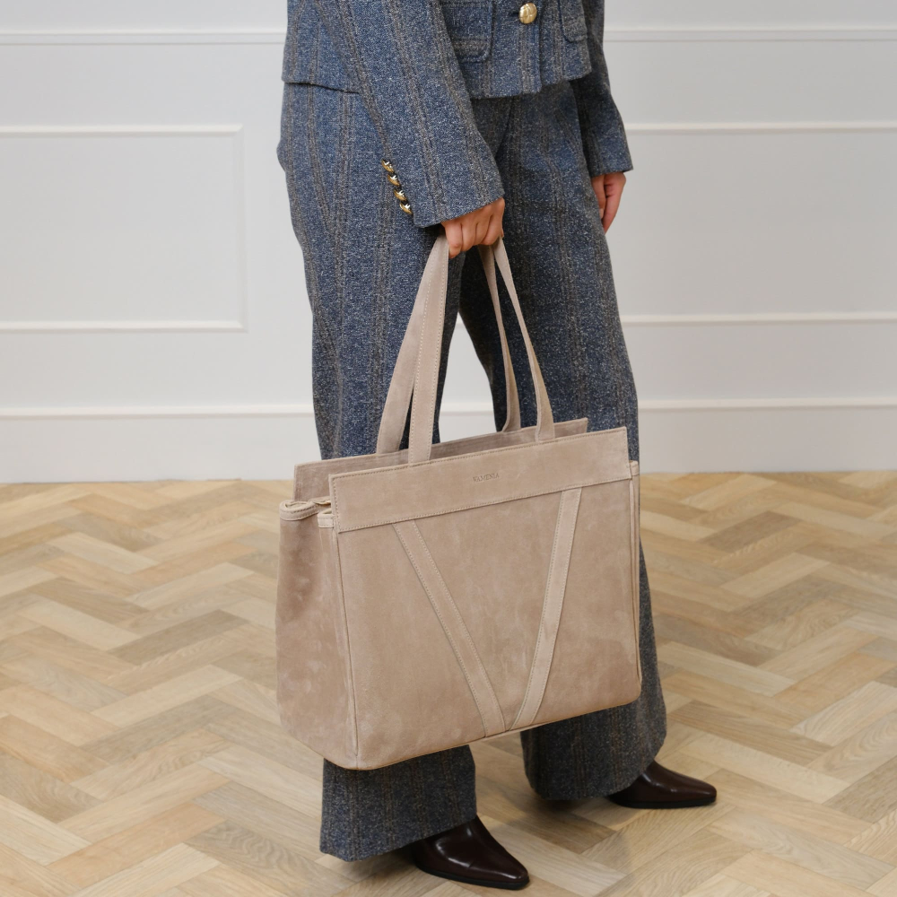 Shopper Tasche mit Reißverschluss aus Wildleder