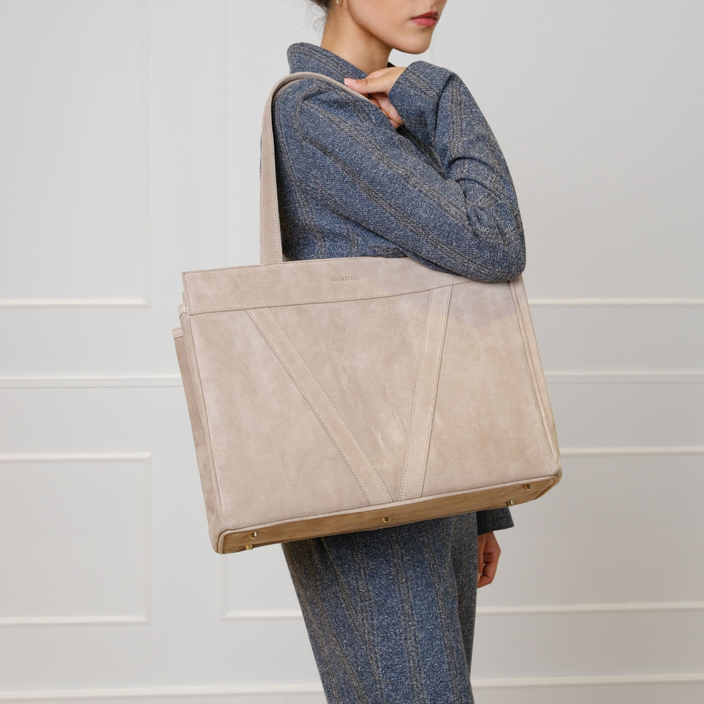 Shopper Tasche mit Reißverschluss aus Wildleder